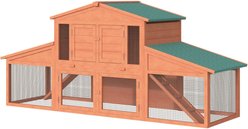PawHut Outdoor Run Wooden Bunny Rabbit Hutch & Chicken Coop, Brown slide 2 of 7