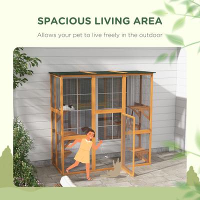 Show full view: PawHut Outdoor Wooden Cat House, Orange slide 8 of 11