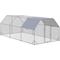 Show in main carousel: PawHut Outdoor & Yard Farm Use Waterproof & Anti-UV Cover, Flat Shaped Walk in Fence Cage Run House Metal Chicken Coop, Large: 9.2 x 18.7 x 6.4-ft slide 2 of 9