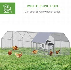 PawHut Outdoor & Yard Farm Use Waterproof & Anti-UV Cover, Flat Shaped Walk in Fence Cage Run House Metal Chicken Coop, Large: 9.2 x 24.9 x 6.4-ft slide 2 of 9