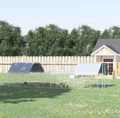 PawHut Outdoor & Yard Farm Use Waterproof & Anti-UV Cover, Flat Shaped Walk in Fence Cage Run House Metal Chicken Coop, Large: 9 x 24 x 6.5-ft