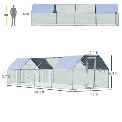 Show full view: PawHut Outdoor & Yard Farm Use Waterproof & Anti-UV Cover, Flat Shaped Walk in Fence Cage Run House Metal Chicken Coop, Large: 9 x 24 x 6.5-ft slide 3 of 10