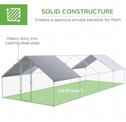 PawHut Outdoor & Yard Farm Use Waterproof & Anti-UV Cover, Spire Shaped Walk in Fence Cage Run House Metal Chicken Coop, Large: 9.8 x 26.2 x 6.4-ft slide 2 of 9