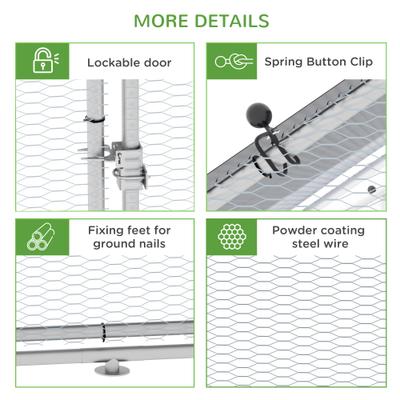 Show full view: PawHut Outdoor & Yard Farm Use Waterproof & Anti-UV Cover, Spire Shaped Walk in Fence Cage Run House Metal Chicken Coop, Large: 9.8 x 26.2 x 6.4-ft slide 8 of 9