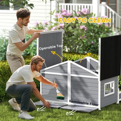 Show full view: PawHut Outoor Wooden Dog House, Gray slide 6 of 9