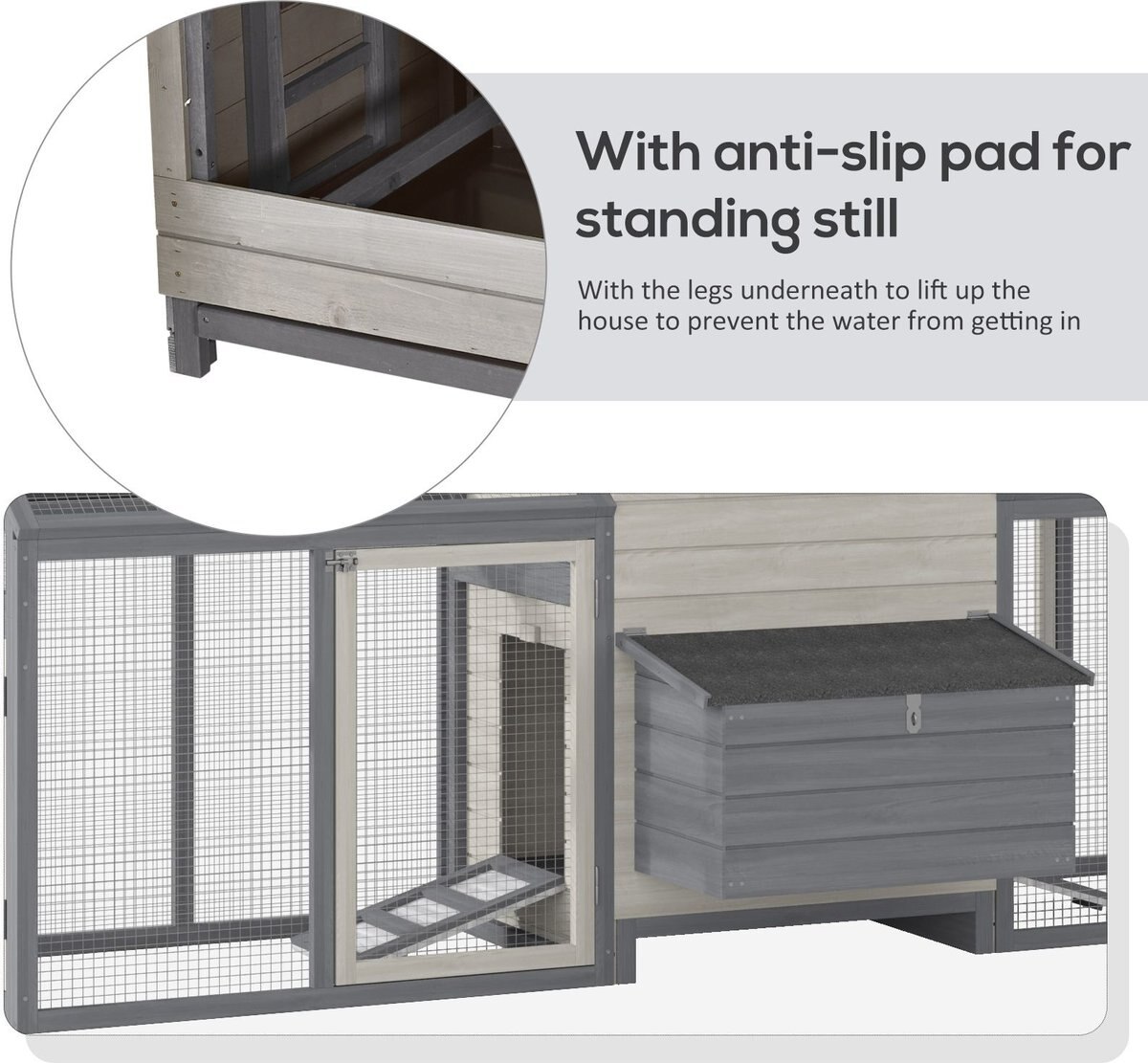 PawHut Pen Backyard Rabbit Hutch Poultry Cage Wooden with Double Run & Nesting Box Chicken Coop, Large: 100.75 x 39 x 43-in