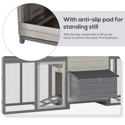 Show full view: PawHut Pen Backyard Rabbit Hutch Poultry Cage Wooden with Double Run & Nesting Box Chicken Coop, Large: 100.75 x 39 x 43-in slide 7 of 9