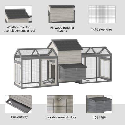 Show full view: PawHut Pen Backyard Rabbit Hutch Poultry Cage Wooden with Double Run & Nesting Box Chicken Coop, Large: 100.75 x 39 x 43-in slide 5 of 9