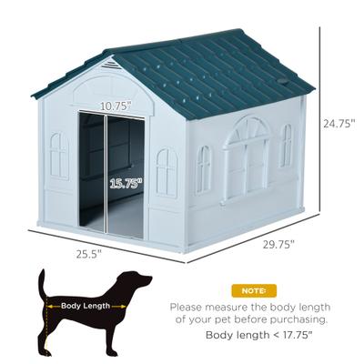 Show full view: PawHut Plastic Dog House with Door, Blue slide 4 of 10