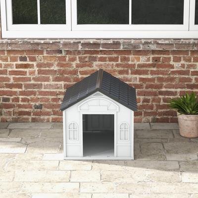 Show full view: PawHut Plastic Dog House with Door, Gray slide 8 of 9