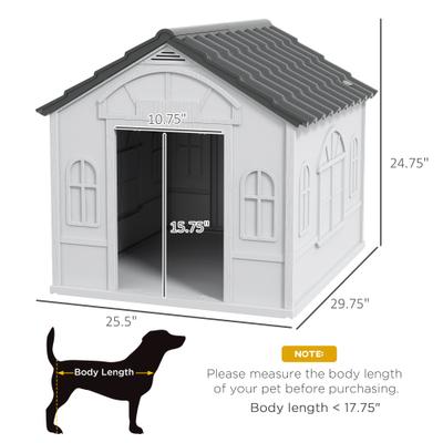 Show full view: PawHut Plastic Dog House with Door, Gray slide 3 of 9