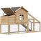 Show in main carousel: PawHut Poultry Cage House Wooden with Connecting Ramp, Removable Tray, Ventilated Window & Nesting Box Chicken Coop, Natural Wood slide 4 of 9
