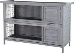 PawHut Raised Compact Dual Outdoor Wooden Rabbit Hutch slide 2 of 8