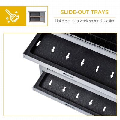 Show full view: PawHut Raised Compact Dual Outdoor Wooden Rabbit Hutch slide 7 of 8