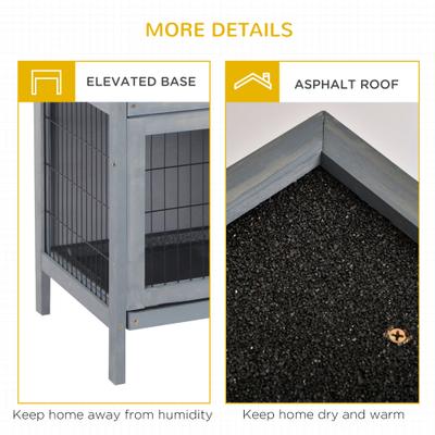 Show full view: PawHut Raised Compact Dual Outdoor Wooden Rabbit Hutch slide 8 of 8