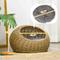 Show in main carousel: PawHut Rattan Elevated Cat Bed with Removable Cover, Brown, 19.7-in slide 3 of 10