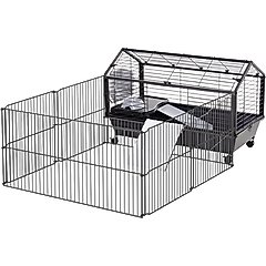 PawHut Rolling Metal Small Pet Cage, 35-in