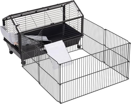Show full view: PawHut Rolling Metal Small Pet Cage, 35-in slide 2 of 9