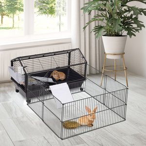 PawHut Rolling Metal Small Pet Cage, 35-in