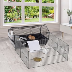 PawHut Rolling Metal Small Pet Cage, 35-in