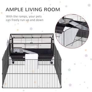 PawHut Rolling Metal Small Pet Cage, 35-in