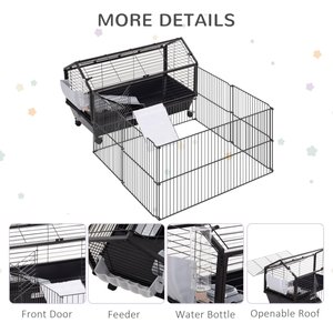PawHut Rolling Metal Small Pet Cage, 35-in