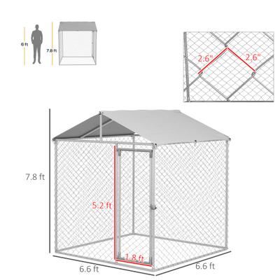 Show full view: PawHut Small & Medium Dog Outdoor Kennel, 6.6 x 6.6 x 7.8-ft slide 3 of 9