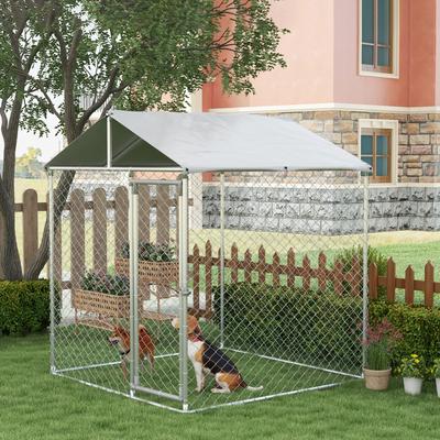 Show full view: PawHut Small & Medium Dog Outdoor Kennel, 6.6 x 6.6 x 7.8-ft slide 2 of 9