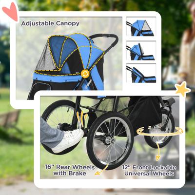 Show full view: PawHut Small & Medium Dog Stroller, Blue slide 7 of 10