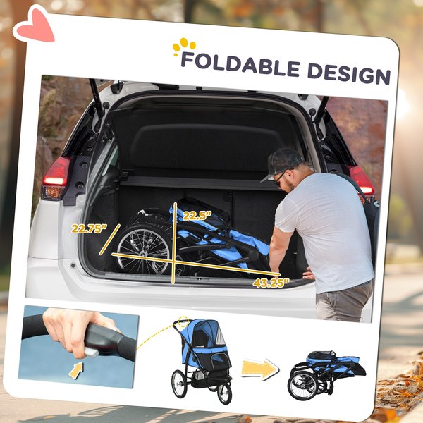 Show full view: PawHut Small & Medium Dog Stroller, Blue slide 6 of 10