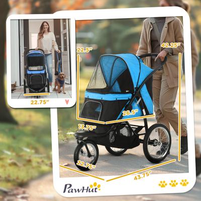 Show full view: PawHut Small & Medium Dog Stroller, Blue slide 3 of 10