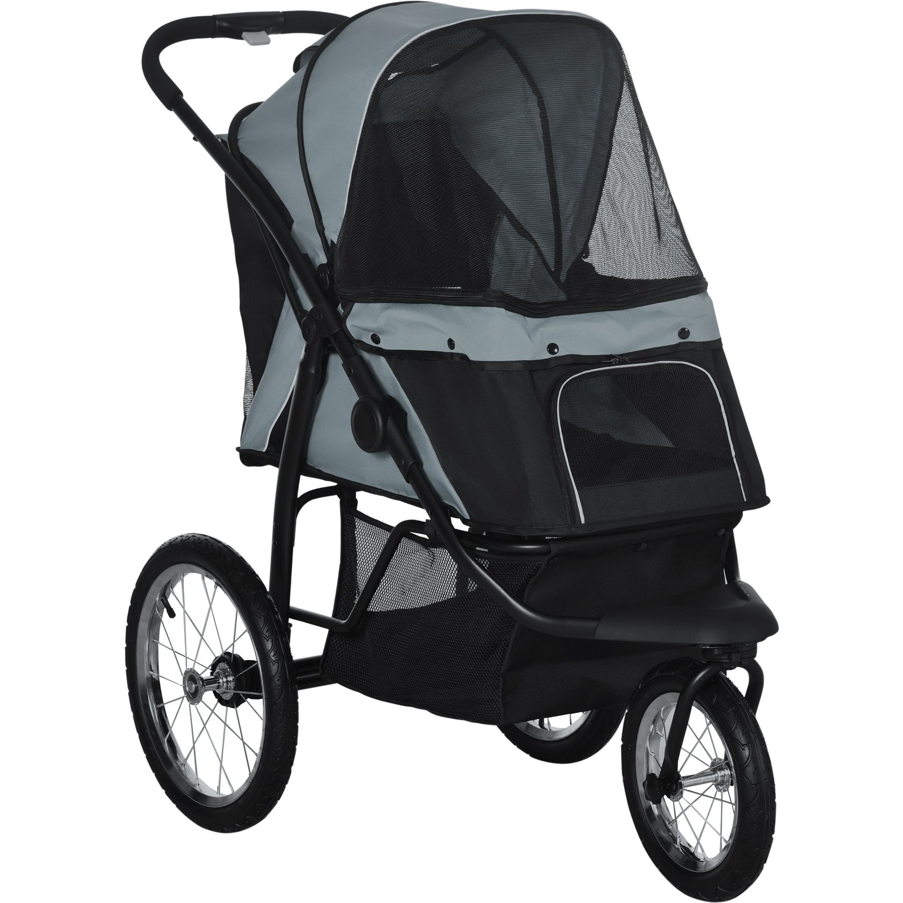 PawHut Small & Medium Dog Stroller, Gray