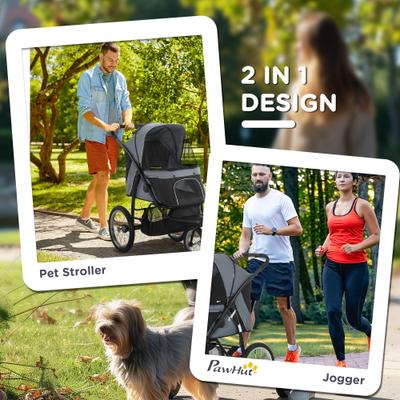 Show full view: PawHut Small & Medium Dog Stroller, Gray slide 5 of 10