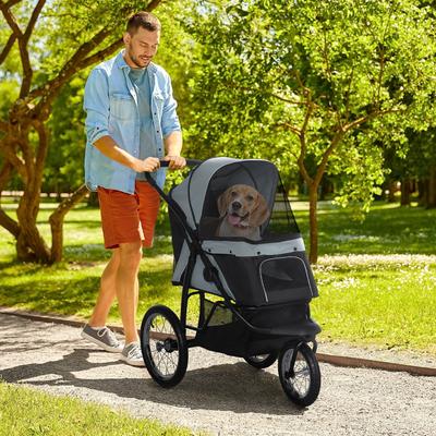 Show full view: PawHut Small & Medium Dog Stroller, Gray slide 2 of 10