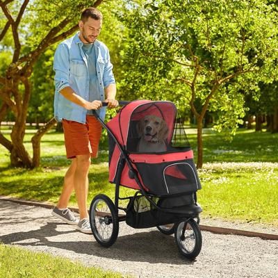 Show full view: PawHut Small & Medium Dog Stroller, Red slide 2 of 10