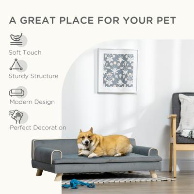 Show full view: PawHut Soft Foam Elevated Dog Sofa Bed, 39.25-in, Grey slide 8 of 10