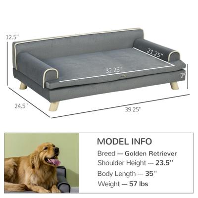 Show full view: PawHut Soft Foam Elevated Dog Sofa Bed, 39.25-in, Grey slide 4 of 10