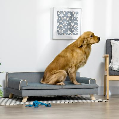 Show full view: PawHut Soft Foam Elevated Dog Sofa Bed, 39.25-in, Grey slide 3 of 10