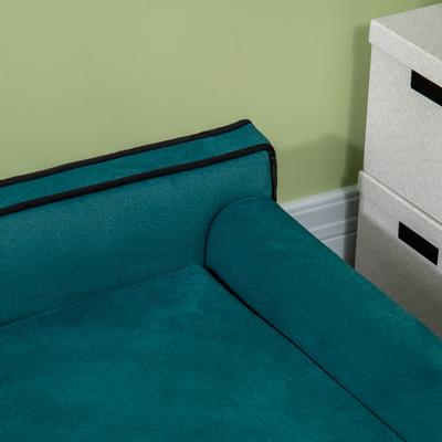 Show full view: PawHut Soft Foam Elevated Dog Sofa Bed, 39.25-in, Teal slide 9 of 9
