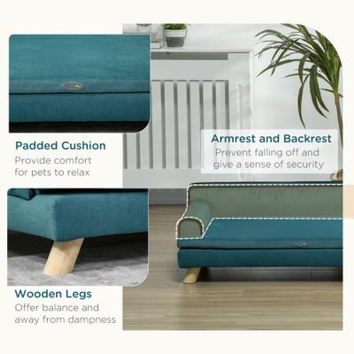 Show full view: PawHut Soft Foam Elevated Dog Sofa Bed, 39.25-in, Teal slide 6 of 9
