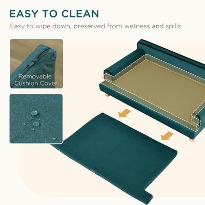 Show full view: PawHut Soft Foam Elevated Dog Sofa Bed, 39.25-in, Teal slide 5 of 9