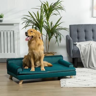 Show full view: PawHut Soft Foam Elevated Dog Sofa Bed, 39.25-in, Teal slide 2 of 9