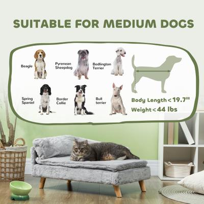 Show full view: PawHut Soft Pillow Elevated Dog Couch Bed with Removable Cover, Light Gray, 31.5-in slide 8 of 10