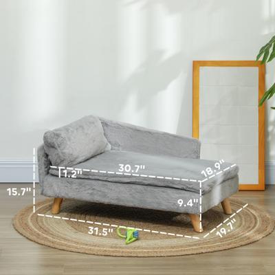 Show full view: PawHut Soft Pillow Elevated Dog Couch Bed with Removable Cover, Light Gray, 31.5-in slide 4 of 10