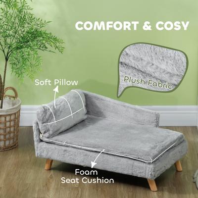 Show full view: PawHut Soft Pillow Elevated Dog Couch Bed with Removable Cover, Light Gray, 31.5-in slide 5 of 10