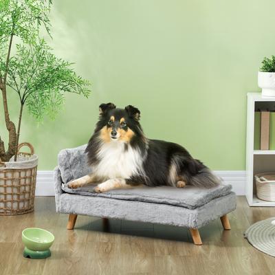 Show full view: PawHut Soft Pillow Elevated Dog Couch Bed with Removable Cover, Light Gray, 31.5-in slide 3 of 10