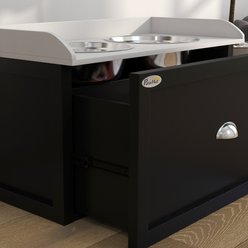 PawHut Stainless Steel Elevated Dog Bowls with Storage Drawer, Black & White slide 2 of 9