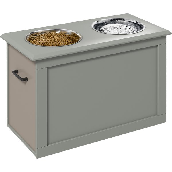 PawHut Elevated Slow Feeder Dog Bowls with Storage & 3 Stainless Steel Bowls