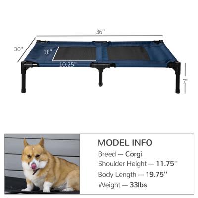 Show full view: PawHut Summer Cooling Mesh Elevated Dog Bed with Removable Cover, 36-in, Blue slide 3 of 9