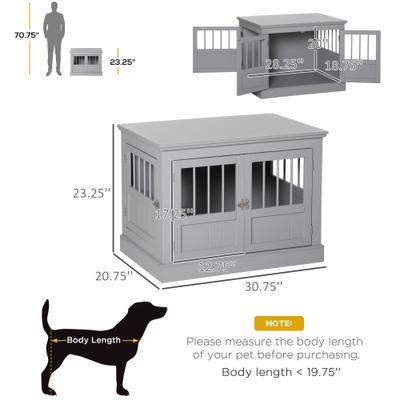 Show full view: PawHut Triple Door Furniture Style Dog Crate, 31 inch, Pewter Gray slide 3 of 9